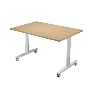 Table rabattable à roulettes PRATIC - L.120 x P.80 cm - Plateau Chêne - Pieds Aluminium Table rabattable à roulettes PRATIC - L.120 x P.80 cm - Plateau Chêne - Pieds Aluminium