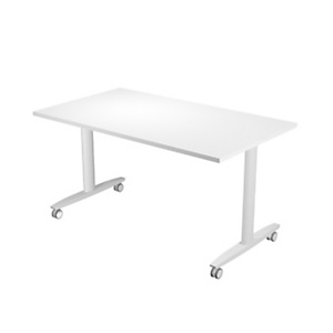 Table rabattable à roulettes PRATIC - L.140 x P.80 cm - Plateau Blanc - Pieds Aluminium Table rabattable à roulettes PRATIC - L.140 x P.80 cm - Plateau Blanc - Pieds Aluminium