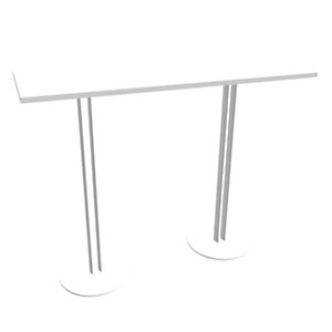 Table rectangle Roxane hauteur 110 cm plateau Blanc 140 x 60 cm - 2 pieds tube métal Blanc
