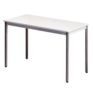 Table rectangulaire 120 x 60 cm plateau gris / pieds gris