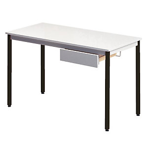Table rectangulaire 120 x 60 cm plateau gris / pieds noirs