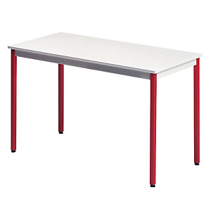 Table rectangulaire 120 x 60 cm plateau gris / pieds rouges Table rectangulaire 120 x 60 cm plateau gris / pieds rouges