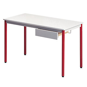 Table rectangulaire 120 x 60 cm plateau gris / pieds rouges