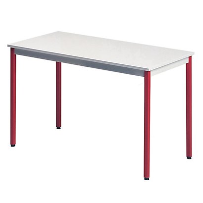 Table rectangulaire 120 x 60 cm plateau gris / pieds rouges - 1