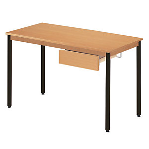 Table rectangulaire 120 x 60 cm plateau hêtre / pieds noirs