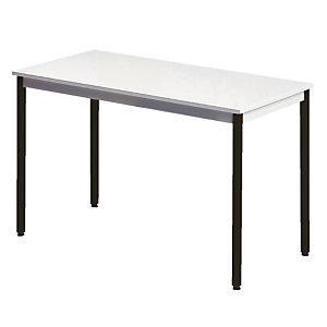 Table rectangulaire 140 x 70 cm plateau gris / pieds noirs