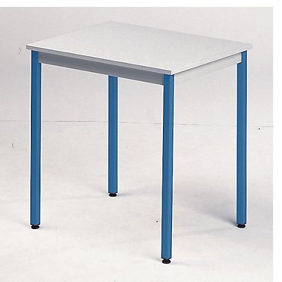 Table rectangulaire 70 x 60 cm plateau gris / pieds bleus