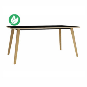 Table rectangulaire Halden - L.140 x P.80 cm - Plateau Noir bords Chêne - Pieds bois Chêne Table rectangulaire Halden - L.140 x P.80 cm - Plateau Noir bords Chêne - Pieds bois Chêne
