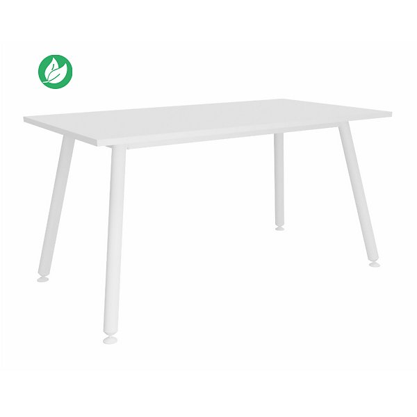 Table rectangulaire Halden - L.180 x P.80 cm - Plateau Blanc - Pieds métal Blanc