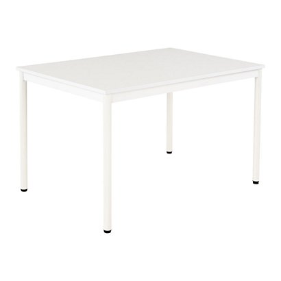 Table de restauration Budget 120 x 80 cm - Plateau Blanc - Pieds métal Blanc