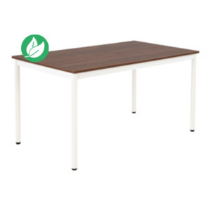 Table de restauration Budget 140 x 80 cm - Plateau Noyer - Pieds métal Blanc Table de restauration Budget 140 x 80 cm - Plateau Noyer - Pieds métal Blanc