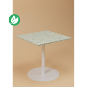 Table de restauration carrée Bistro Trinquet 80 x 80 - Intérieur - Expétrieur - Plateau Huître vert - Pied blanc Table de restauration carrée Bistro Trinquet 80 x 80 - Intérieur - Expétrieur - Plateau Huître vert - Pied blanc