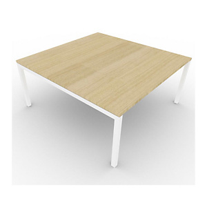 Table de réunion plateau carré - gamme ARCHE - L.160 x P.160 x H.72 cm - plateau Chêne - pieds Blanc Table de réunion plateau carré - gamme ARCHE - L.160 x P.160 x H.72 cm - plateau Chêne - pieds Blanc