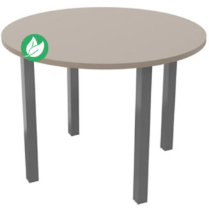 Table ronde 100 cm - 4 pieds métal Aluminium - Plateau Argile