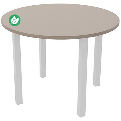 Table ronde 100 cm - 4 pieds métal Blanc - Plateau Argile