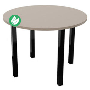 Table ronde 100 cm - 4 pieds métal Noir - Plateau Argile