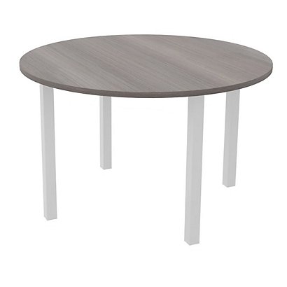 Table ronde 120 cm - 4 pieds métal Blanc - Plateau Cèdre
