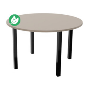 Table ronde 120 cm - 4 pieds métal Noir - Plateau Argile