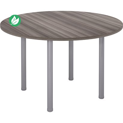 Table ronde 120 cm - 4 pieds tube Aluminium - Plateau Cèdre