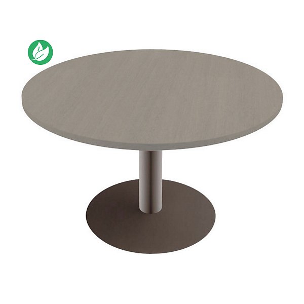 Table ronde Actual Ø 100 cm - Plateau Chêne grisé - Pied tulipe Aluminium