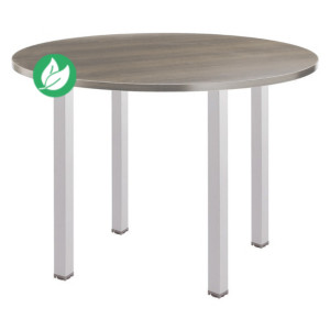 Table ronde Actual Ø 100 cm - Plateau Chêne grisé - Pieds carrés Aluminium