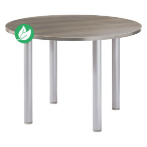 Table ronde Actual Ø 100 cm - Plateau Chêne grisé - Pieds tubulaires Aluminium