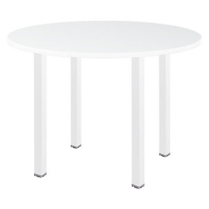 Table ronde Actual L. 100 x 100 cm - Plateau Blanc - 4 pieds carrés Blanc