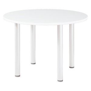 Table ronde Actual L. 100 x 100 cm - Plateau Blanc - Pied tubulaire Blanc