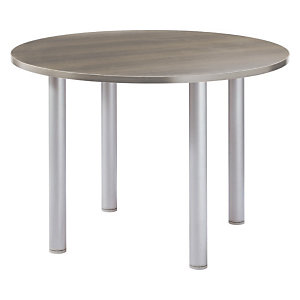 Table ronde Actual L. 100 x 100 cm - Plateau Chêne grisé - Pied métal ronds Aluminium