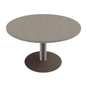 Table ronde Actual L. 100 x 100 cm - Plateau Chêne grisé - Pied métal tulipe Aluminium