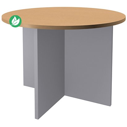 Table ronde Actual L. 100 x 100 cm, plateau Hêtre, Piètement tulipe Aluminium