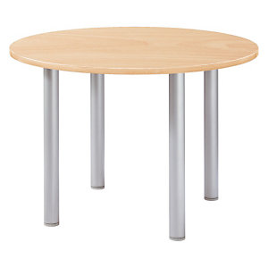 Table ronde Actual L. 100 x 100 cm - Plateau Hêtre - Pied tubulaire Aluminium