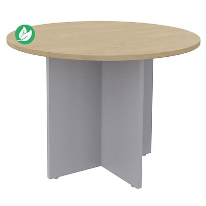 Table ronde diamètre 100 cm plateau Chêne clair pieds Aluminium