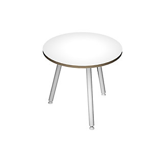 Table ronde Halden 80 cm - 3 pieds inclinés cylindriques en métal - Blanc