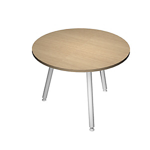 Table ronde Halden Ø 80 cm - Plateau Chêne - Pieds métal Blanc