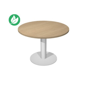 Table ronde de réunion Eminence - Ø 100 cm - Plateau Chêne - Pied Blanc Table ronde de réunion Eminence - Ø 100 cm - Plateau Chêne - Pied Blanc