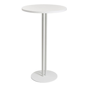 Table ronde Roxane hauteur 110 cm plateau Blanc 60 cm - Pied central métal Blanc