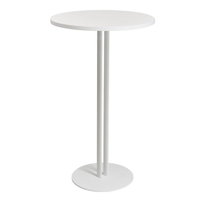 Table ronde Roxane hauteur 110 cm plateau Blanc 60 cm - Pied central métal Blanc - 1