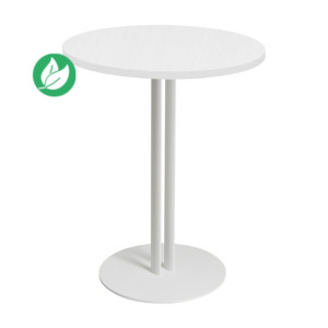 Table ronde Roxane hauteur 74 cm plateau 60 cm - Pied central métal - Blanc