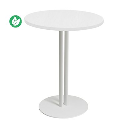 Table ronde Roxane hauteur 74 cm plateau 60 cm - Pied central métal - Blanc