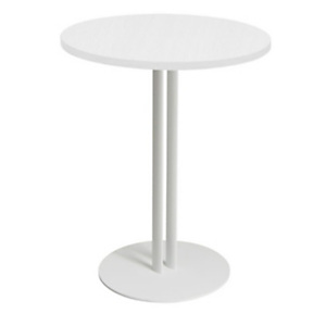 Table ronde Roxane hauteur 74 cm plateau Blanc 60 cm - Pied central métal Blanc