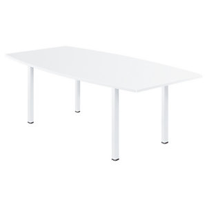Table tonneau Actual L. 200 x 100 cm - Plateau Blanc - 4 pieds carrés Blanc