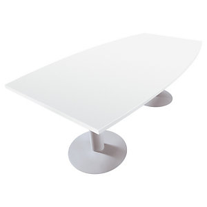 Table tonneau Actual L. 200 x 100 cm - Plateau Blanc - Piètement tulipe Aluminium