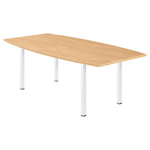 Table tonneau Actual L. 200 x 100 cm - Plateau Chêne - 4 pieds carrés Blanc