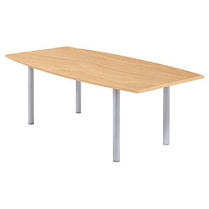 Table tonneau Actual L. 200 x 100 cm - Plateau Chêne - Pied tubulaire Aluminium