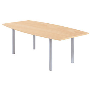 Table tonneau Actual L. 200 x 100 cm - Plateau Hêtre - Pied tubulaire Aluminium