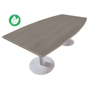 Table tonneau Actual L.200 x P.100 cm - Plateau Chêne grisé - Pied tulipe Aluminium Table tonneau Actual L.200 x P.100 cm - Plateau Chêne grisé - Pied tulipe Aluminium