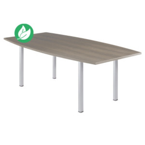 Table tonneau Actual L.200 x P.100 cm - Plateau Chêne grisé - Pieds carrés Aluminium