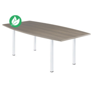 Table tonneau Actual L.200 x P.100 cm - Plateau Chêne grisé - Pieds carrés Blanc