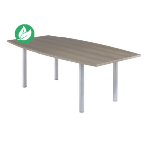 Table tonneau Actual L.200 x P.100 cm - Plateau Chêne grisé - Pieds tubulaires Aluminium